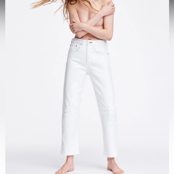 NWT Rag & Bone Maya High Rise Ankle Straight Worn In Vintage White Size 31 - Picture 2 of 12